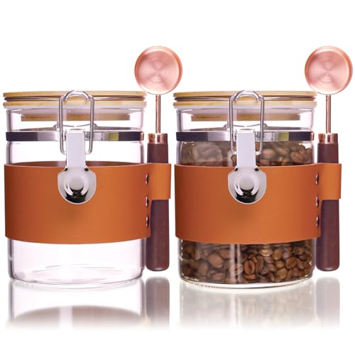 Glass Storage Jars with Bamboo Lids & Spoons (27 Fl Oz)
