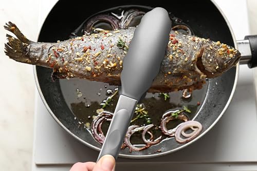 2 Pack Silicone Kitchen Tongs (Gray)