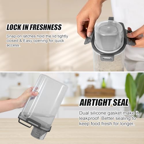 2 Pack 3 Lbs Pet Dog Cat Food Bird Seed Storage Containers for Travel (Grey-3L 2Pack)