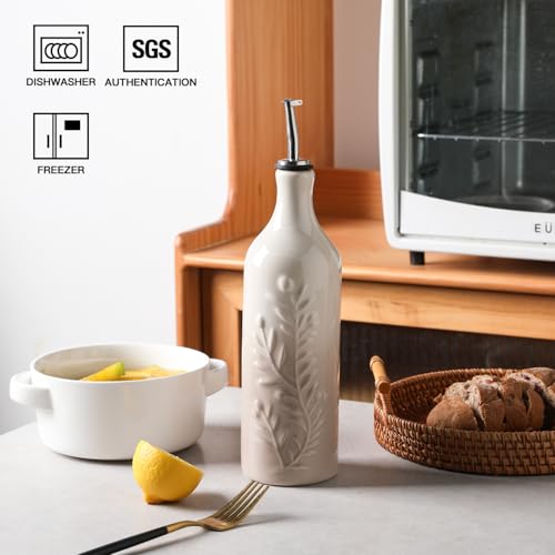 Sweejar Large Olive Oil Dispenser Bottle with Spout (Gradient Fog Gray / Patterned styles)