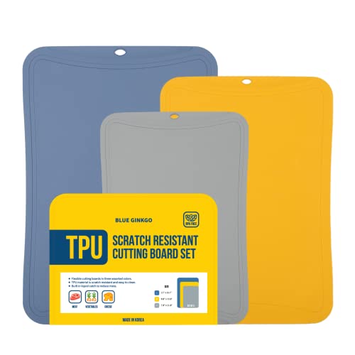 TPU Cutting Boards (3 Piece Set / Blue, Yellow, Gray)