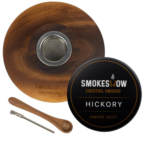 Premium Walnut Wood Cocktail Smoke with One 4 oz tin of Wood Chips. Great for Whiskey & Old Fashion. Coated in Safe Food Natural Beeswax (Hickory)