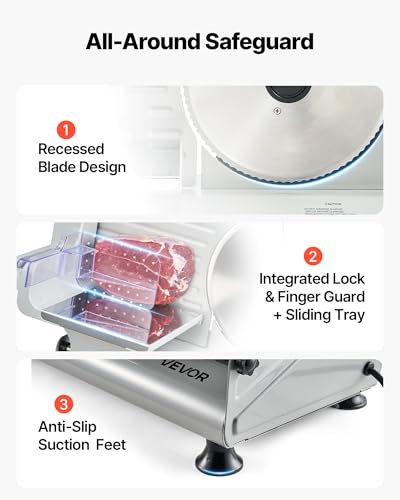 Meat Slicer 8.6" Electric Deli Slicer with 2 SUS420 Blades (8.6 inch / Silver)
