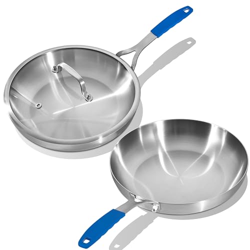 8.5 12 Inch Stainless Steel Pans Set with Lid