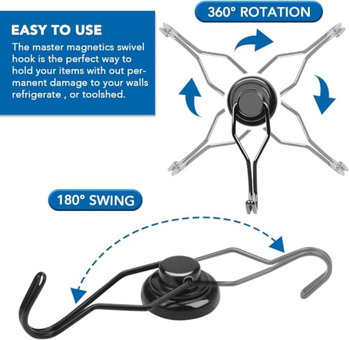 Magnetic Hooks Magnet Hook for Cruise Cabins Fridge 120LBS 6Pack (Black / 1.26in)