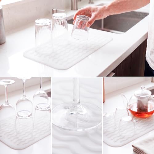 Silicone Dish Drying Mat for Multiple Usage (Translucent / 12"L x 6"W)