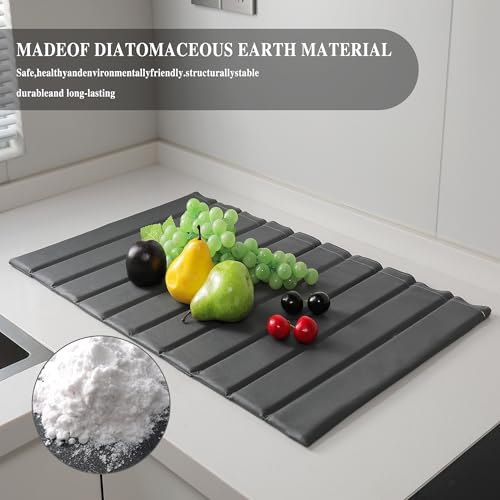 Stone Drying Mat for Kitchen Counter (Dark Gray / 24.8" x 15.7")