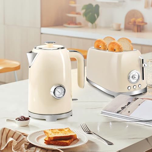 57oz Electric Kettle with Thermometer (Beige)