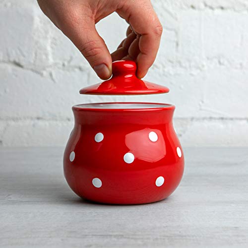 Ceramic Sugar Bowl with Lid (Red)