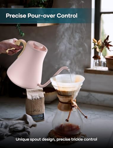 Gooseneck Electric Kettle with ±1℉ Temperature Control 0.9 Liter (Munch Pink)