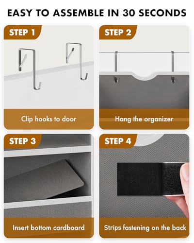 Over the Door Hanging Organizer for Bathroom & Nursery (Grey)
