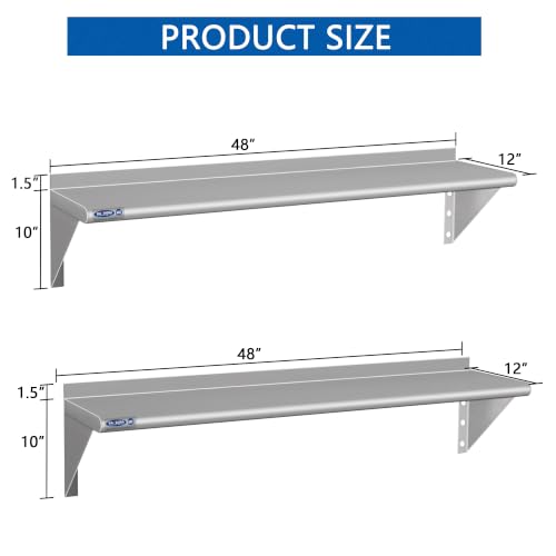 HARDURA Stainless Steel Shelf 12" X 48" (12" x 48"-2 PACKS)