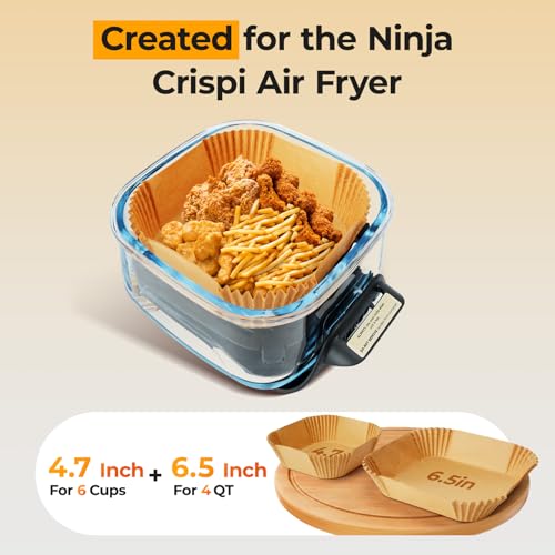 300 Pcs Air Fryer Liners Fits for Ninja Crispi 4 (6.5 inch Square)