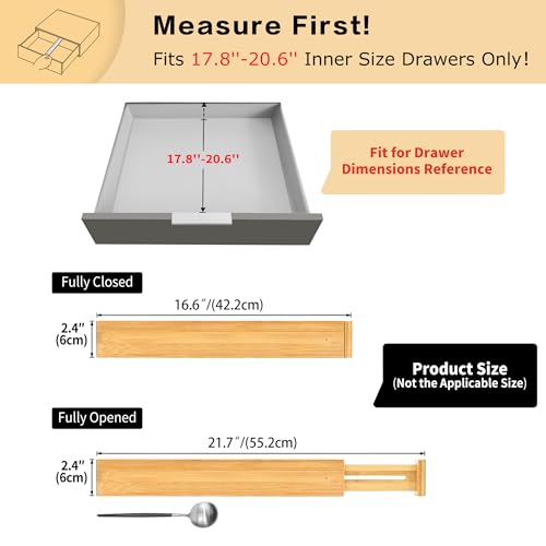 4 Pcs Bamboo Kitchen Drawer Dividers (Natural / 2.4"H, Large)