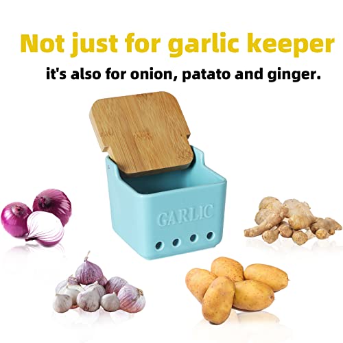 Garlic Keeper with Lid (Turquoise)