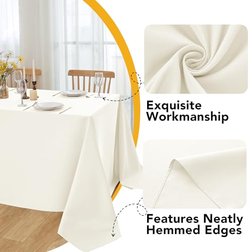 10 Pack Ivory Tablecloths for Rectangle Tables (Ivory / 70x120 In, 10 Pack)