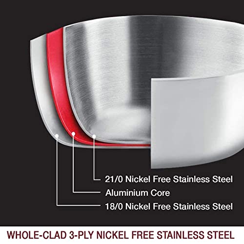 14 Piece Nickel Free Stainless Steel Cookware Set Whole (Mirror Polished Stainless Steel - 6 Years Warrantv / 14 PCS - Whole-Clad 3-PLY)