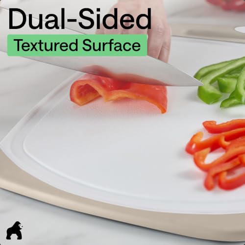 BPA Free Reversible Kitchen Cutting Board (Almond/White / Large (Pack of 3))