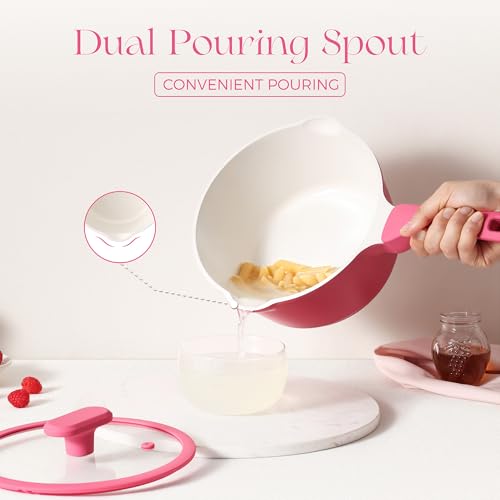 Nonstick Saucepan with Lid (2.7 Quarts / Raspberry Red)
