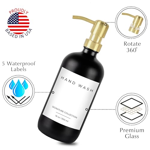 Dish Soap Dispenser for Kitchen (03 – Black / Polished Gold)