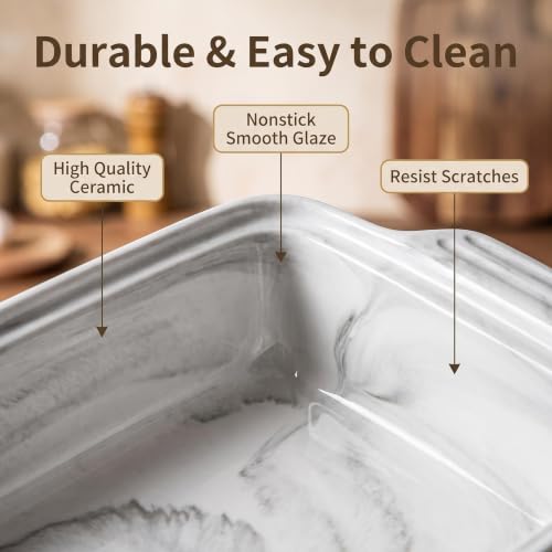 4.4 Qt Large Casserole Dish with Lid (4.4 QT - Marble Grey)