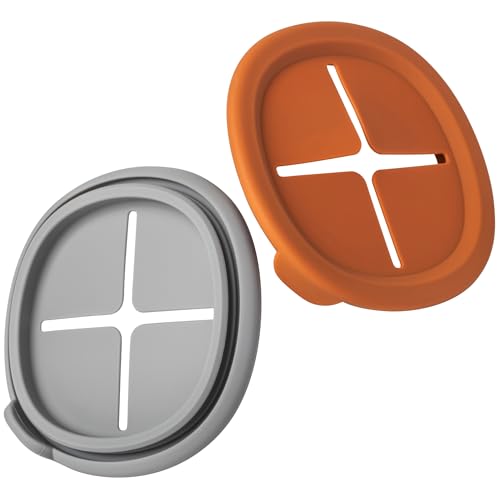 Baby Storage Container Snack Lids for 8 oz (Clay/Lunar Grey (2 Pack Snack Lid))