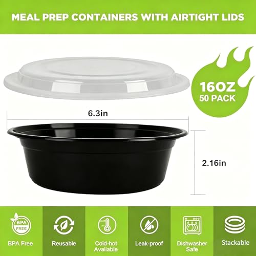 Meal Prep Containers (50pack16oz bowls)