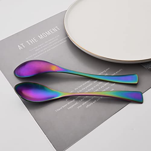 Luxury 18 10 Stainless Steel Matte Rainbow Colorful Cutlery Flatware Set (4 / Rainbow)