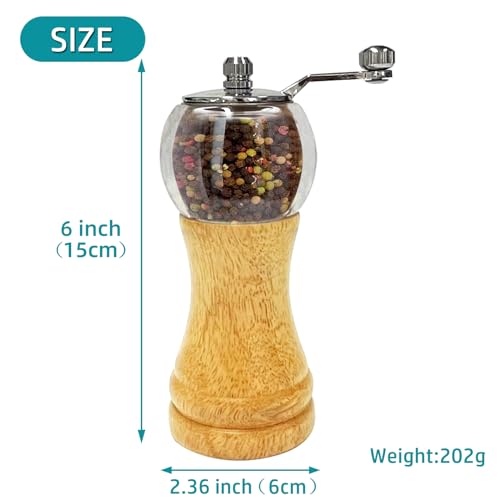Salt and Pepper Grinder Set Wooden Manual Salt Pepper Mill Set 2pcs 6inch (Burlywood 2pcs-6in)