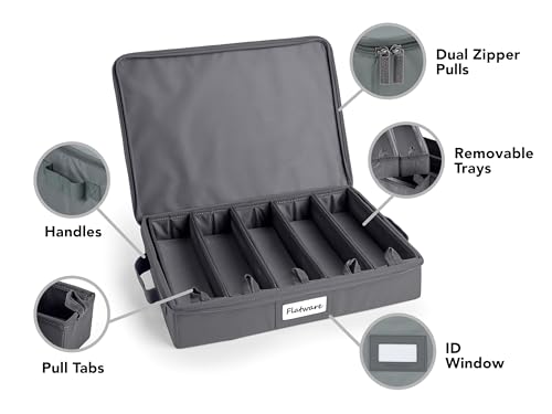 Flatware Storage Box with Removable Trays (Graphite Polyester / 15W x 11D x 3H)