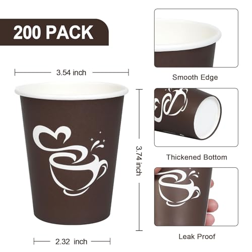 10 oz 200 count Disposable Coffee Cups Hot Paper Cups Brown (Brown / 10OZ-200 Pack)