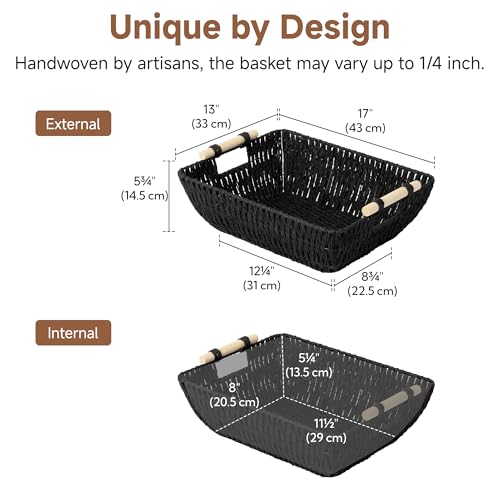 Large Wicker Storage Basket (Black / Large)