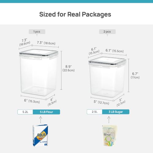 3 PCS Flour and Sugar Storage Container Sets for Beginner Bakers (3 Pack)