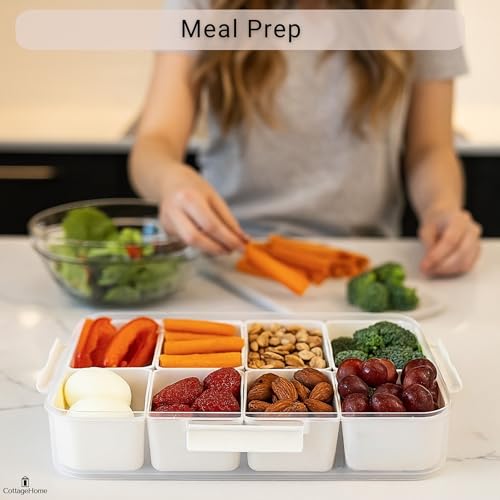 Snackle Box Container with 8 Removable Compartments (Cream / Large Snackle Box Containers)