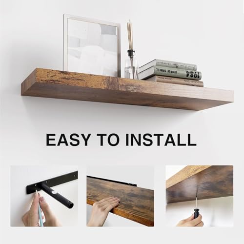Floating Shelves for Wall Set of 3 (Rustic Wood 01 / 24"-3pack)