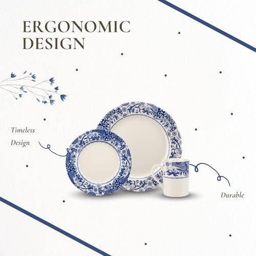 Blue Italian Brocato 12 Piece Dinnerware Set