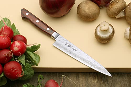 VG10 16 Layer Hammered Damascus Stainless Steel Petty Utility Knife (Petty 5.3'' (135mm) / Mahogany Handle)