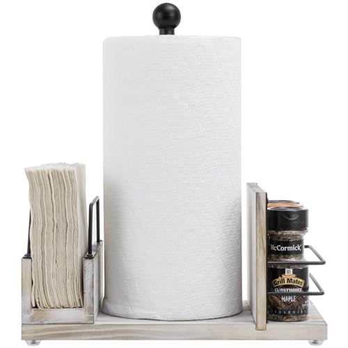 Wood Paper Towel Holder Under Cabinet (Whitewashed)