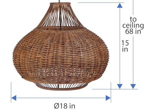 Wicker Pear Pendant Lamp Wicker & Bamboo Ball Pendant Light (Brown)