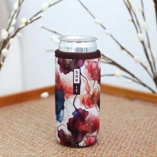 CanSok Sleeve for Beer & Soda Insulated Neoprene Cover (Watercolor Whisper / 12oz Slim Can Sleeve)