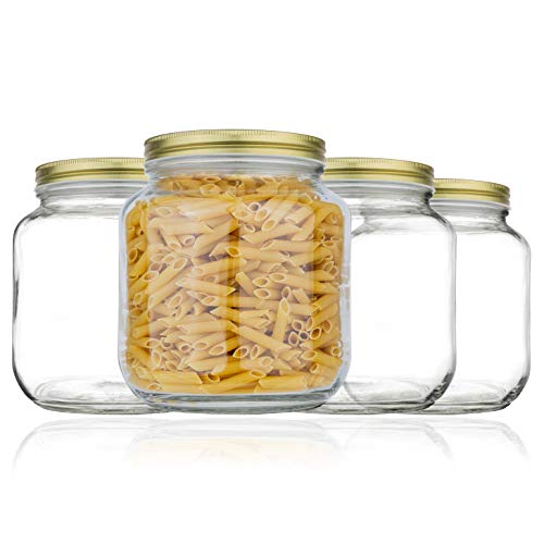 Half Gallon Mason Jar Wide Mouth (Gold Lid)