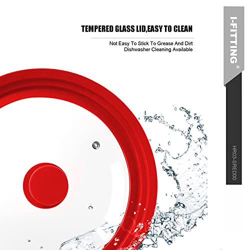 Universal Tempered Glass Lid for Pots (9.5”,10”, 11” / Red)
