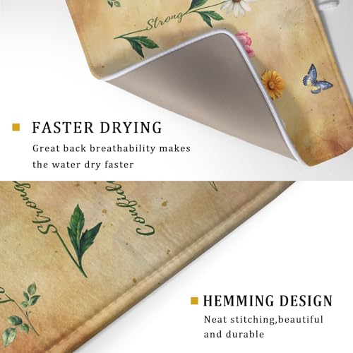 Inspirational Flower Dish Drying Mat (Vintage Floral 0317 / 24" x 18")