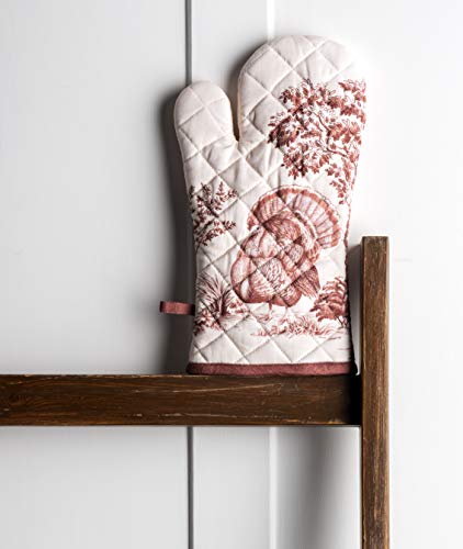 Maison d'Hermine Oven Gloves 100% Cotton Oven Mitt (098 - Holy Jouy - Brown / 7.5" x 13" (Oven Mitt))