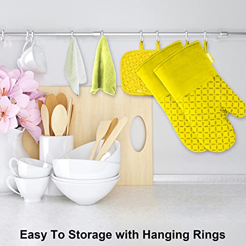 Oven Mitts and Pot Holders 6pcs Set (Yellow)