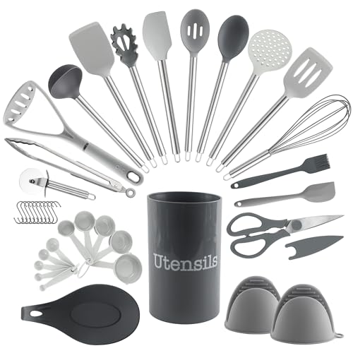 Silicone Cooking Utensils (Gray / 38 Piece)