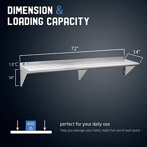 NSF Stainless Steel Shelf 14” x 72” (14"x72")