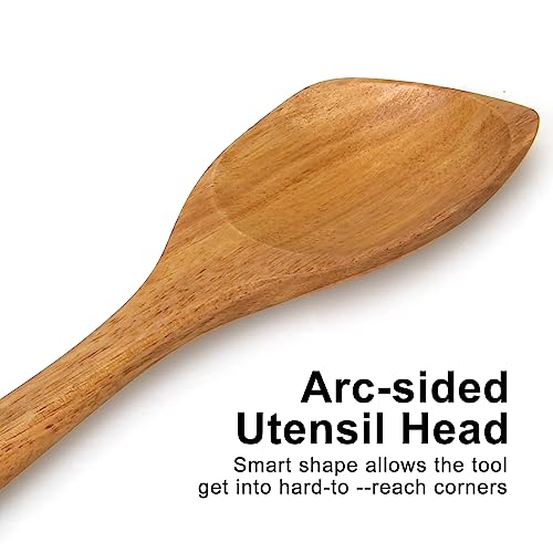 Wooden Spoons for Cooking Spatula Non Toxic Acacia Wood Kitchen Utensils (Corner Spoon)