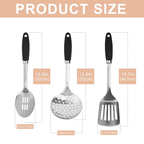 3 Piece Stainless Steel Utensil Set (B-Silver Cooking Utensils)