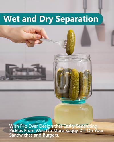 Pickle Jar with Strainer Flip (8-Peacock Blue / 51oz 1pc)